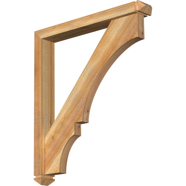Ekena Millwork Balboa Arts and Crafts Rough Sawn Bracket w/ Offset Brace, Western Red Cedar, 4"W x 28"D x 32"H BKT0402X28X32BOA03RWR - main